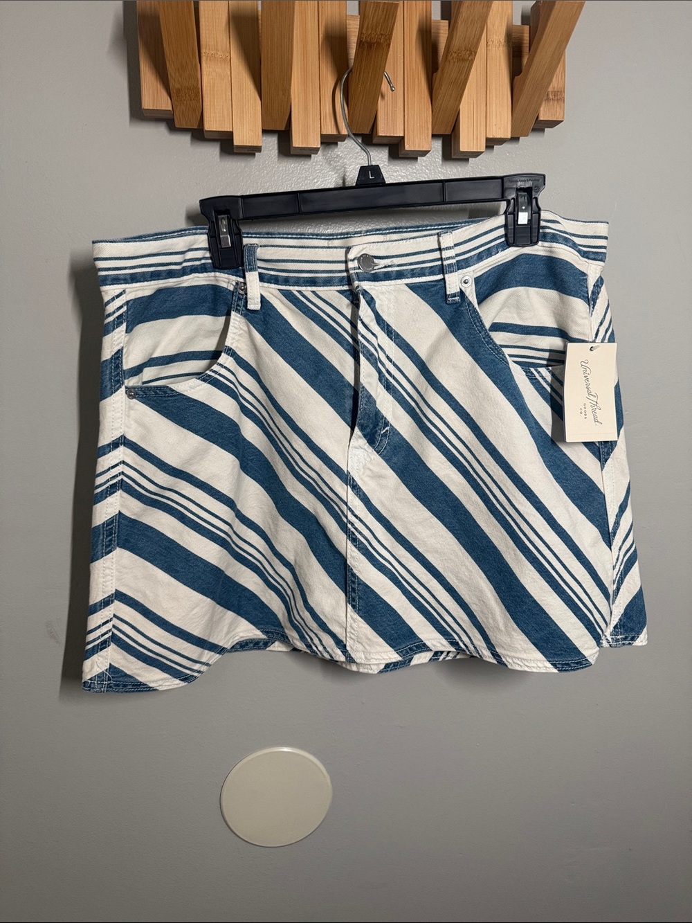 Universal Thread Blue and White Striped Denim Skirt-Shorts